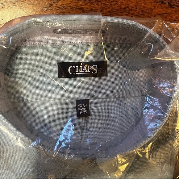Chaps Men's Blue Button Down Classic Fit Shirt Size Wrinkle Free 18/18.5 34/35 - Picture 11 of 11